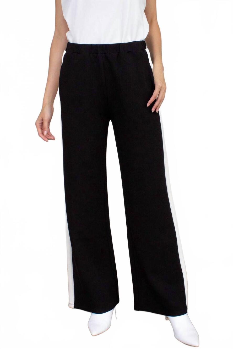 NEW BEFORE YOU COLLECTION women's scuba modal side stripe pants in black